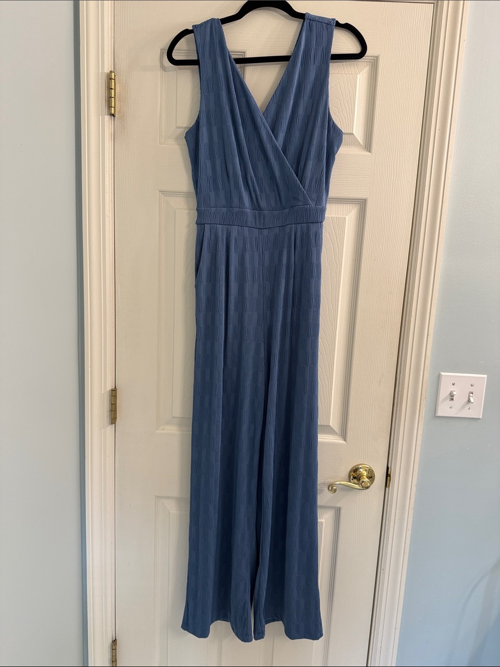 Gilli Dusty Blue Sleeveless V-Neck Wide-Leg Jumpsuit